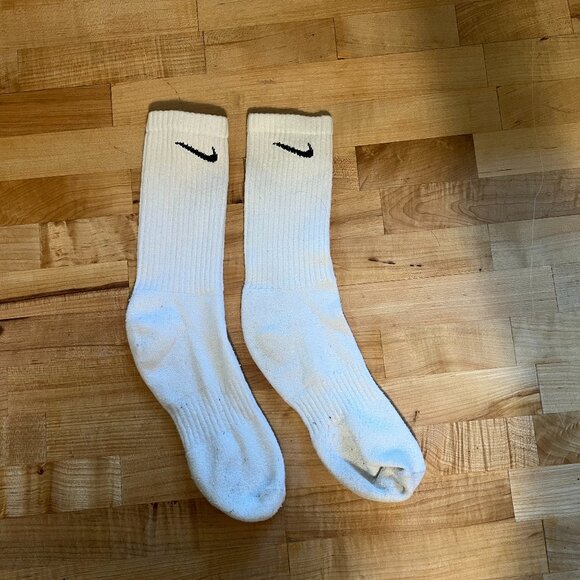 Men's Used Large Size 8-12 Cushioned White Crew Socks - Picture 1 of 2